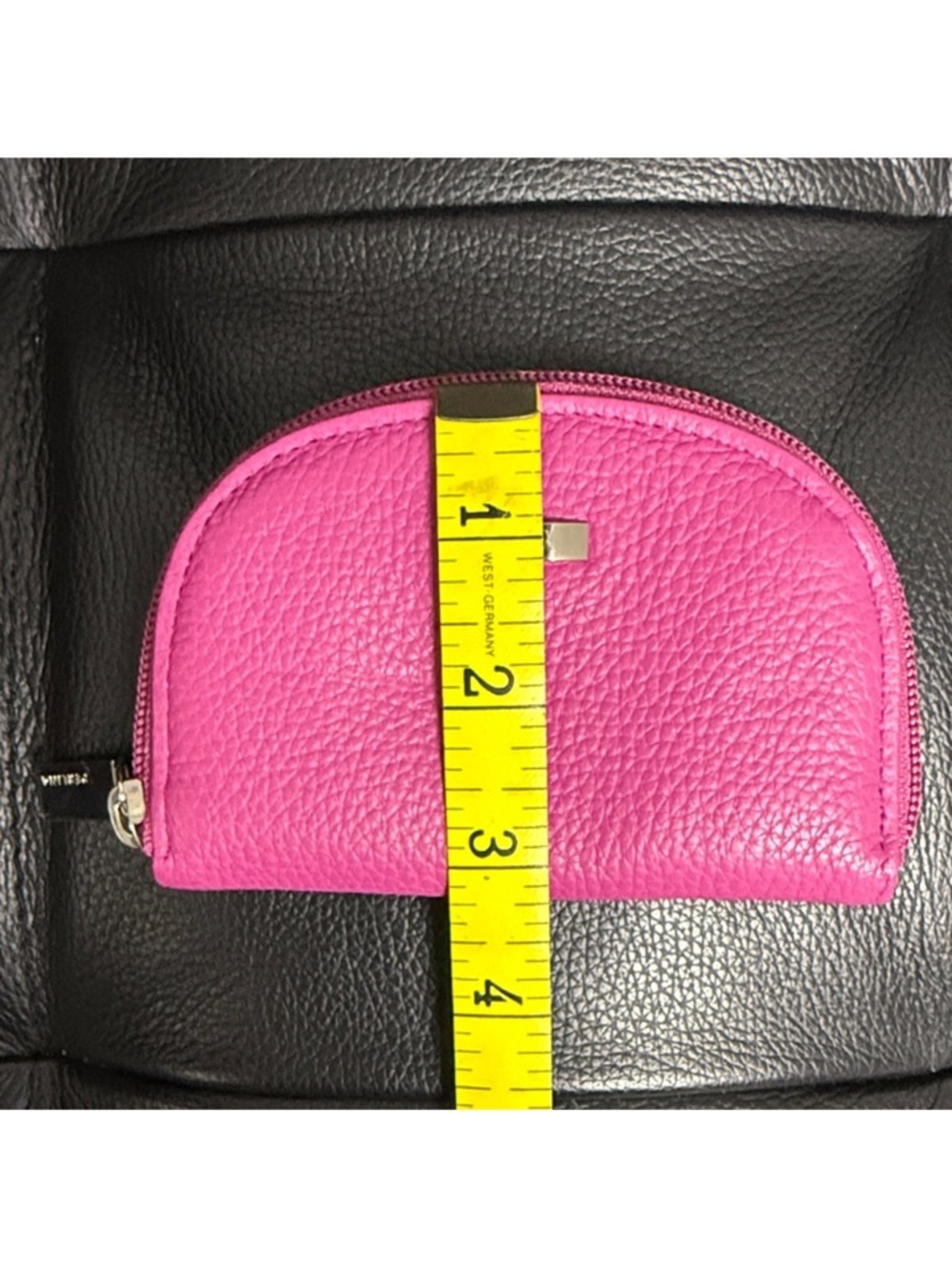 Perlina Hot Pink Pebbled Leather Zip Cosmetic Pouch - Picture 8 of 8
